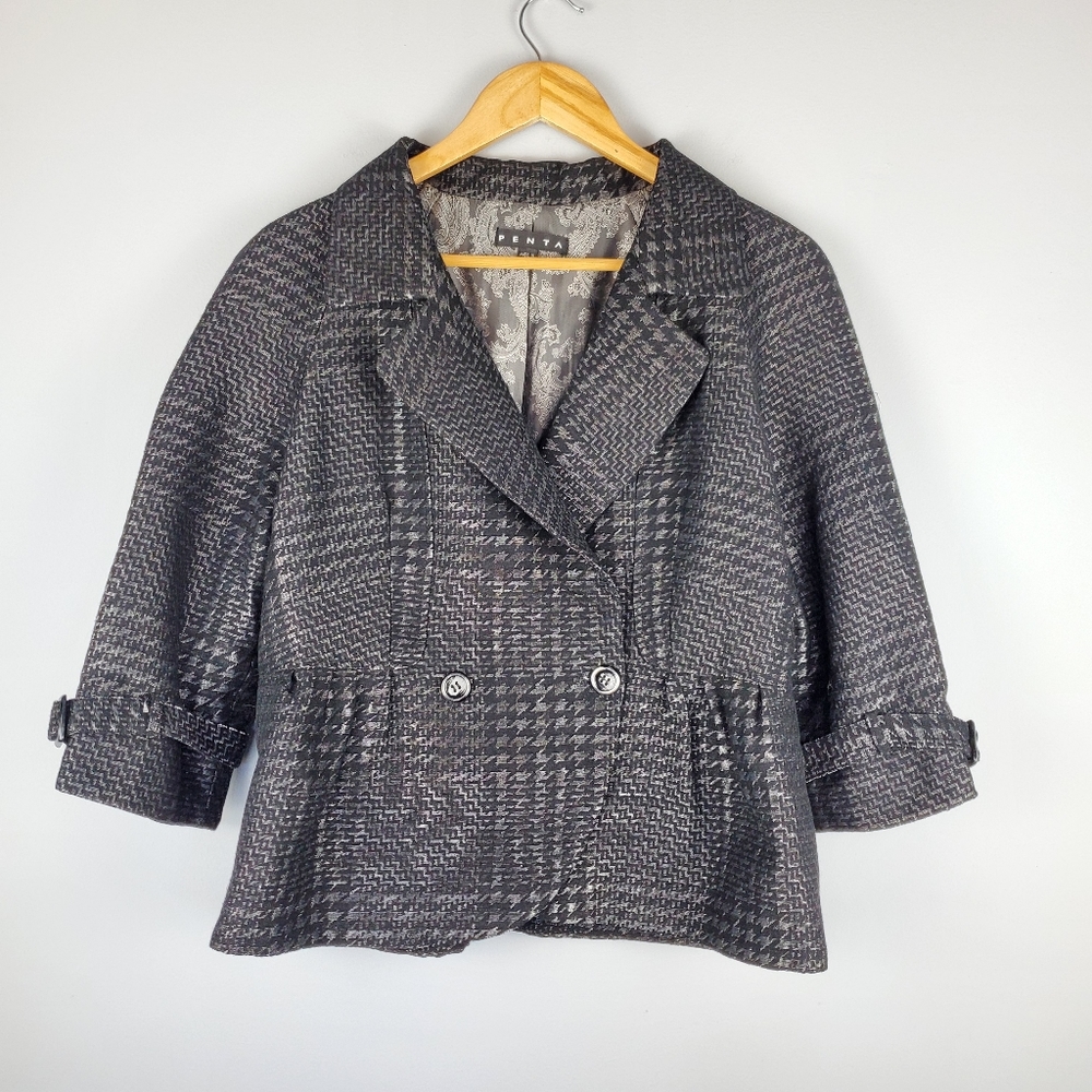 PENTA Wool Blend Plaid Blazer, Size 8